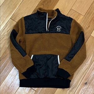 Kenneth Cole Brown and Black Kids Sherpa Pullover Jacket size 14/16